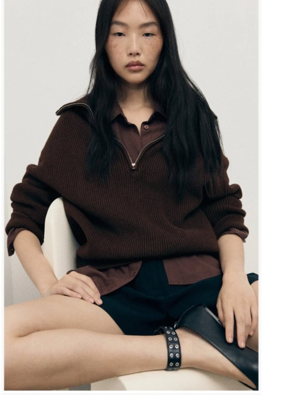 MANGO Half Zip Sweater